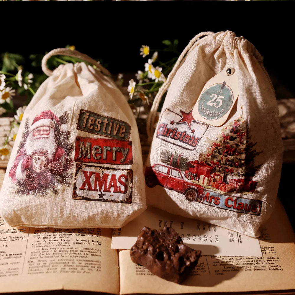 Vintage Weihnachtsaufkleber zum Abreiben – Retro-Feiertagssticker für Journaling & DIY-Bastelarbeiten