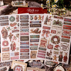 Vintage Weihnachtsaufkleber zum Abreiben – Retro-Feiertagssticker für Journaling & DIY-Bastelarbeiten