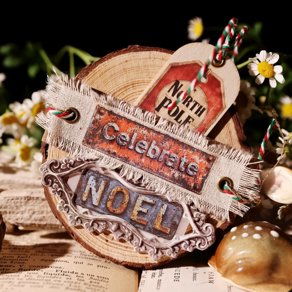 Vintage Weihnachtsaufkleber zum Abreiben – Retro-Feiertagssticker für Journaling & DIY-Bastelarbeiten