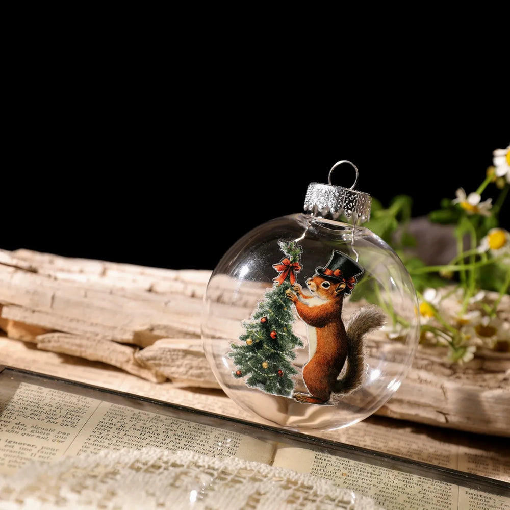 Vintage-Weihnachts-Waldtier-Reibebilder