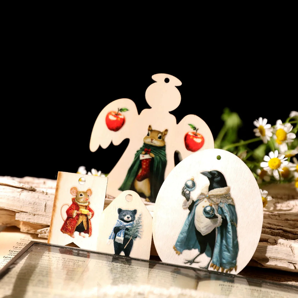 Vintage-Weihnachts-Waldtier-Reibebilder