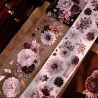 Vintage Dusty Rose Cocoa Floral PET Tape Shell Shimmer