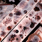 Vintage Dusty Rose Cocoa Floral PET Tape Shell Shimmer