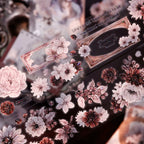 Vintage Dusty Rose Cocoa Floral PET Tape Shell Shimmer