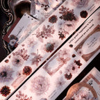 Vintage Dusty Rose Cocoa Floral PET Tape Shell Shimmer