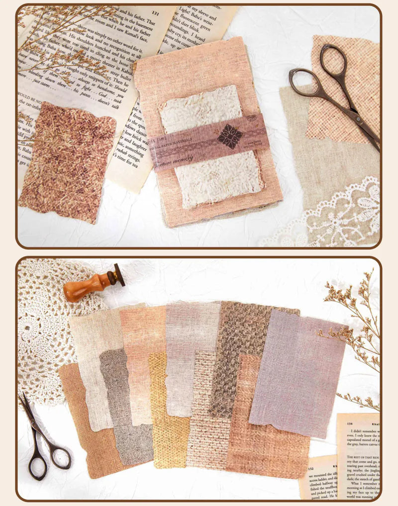 Papier scrapbooking texturé gaufré vintage | Ensemble d'éphémères