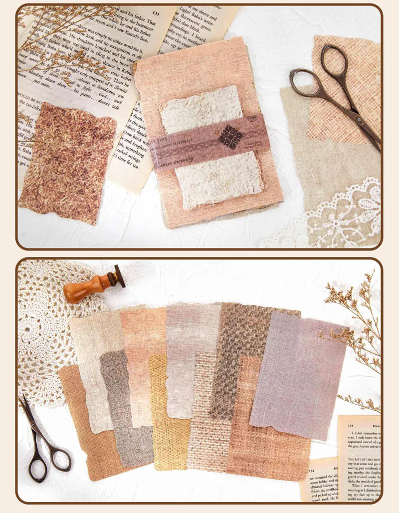 Papier scrapbooking texturé gaufré vintage | Ensemble d'éphémères