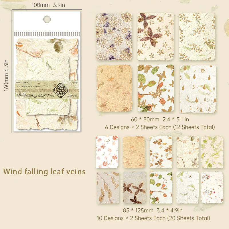 Papier scrapbooking texturé gaufré vintage | Ensemble d'éphémères