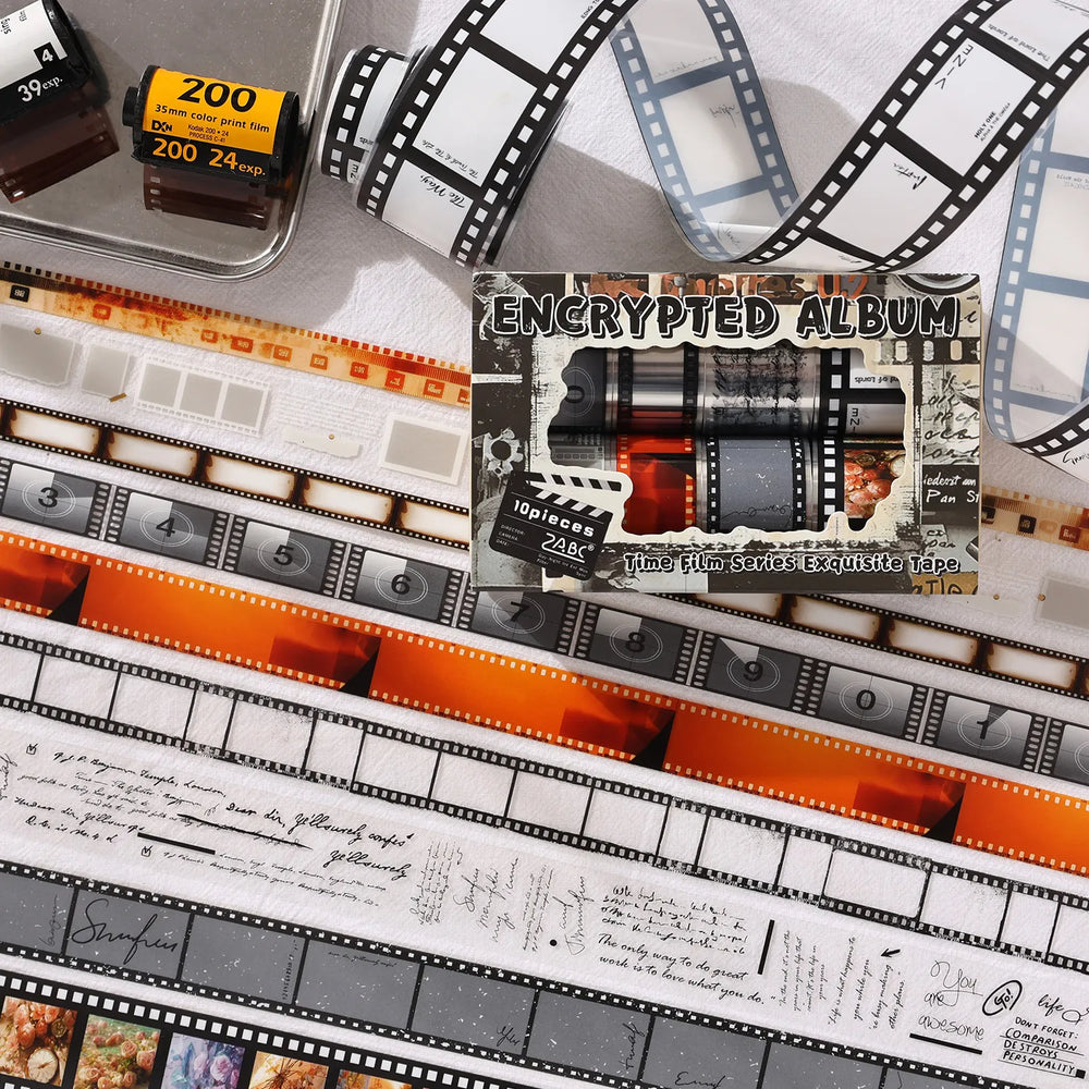 Vintage-Filmstreifen-PET-Klebeband-Set – Filmrahmenaufkleber