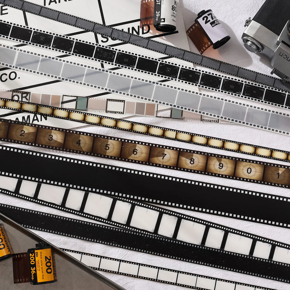 Vintage-Filmstreifen-PET-Klebeband-Set – Filmrahmenaufkleber