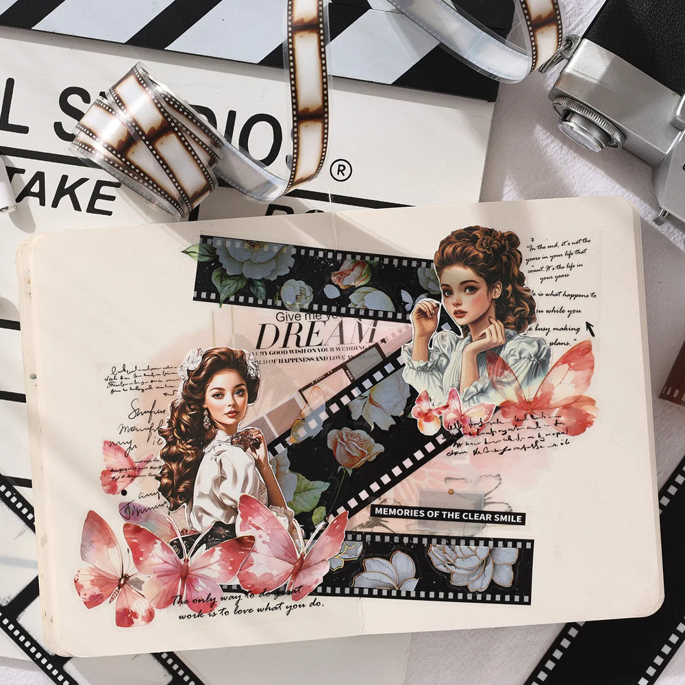 Vintage-Filmstreifen-PET-Klebeband-Set – Filmrahmenaufkleber