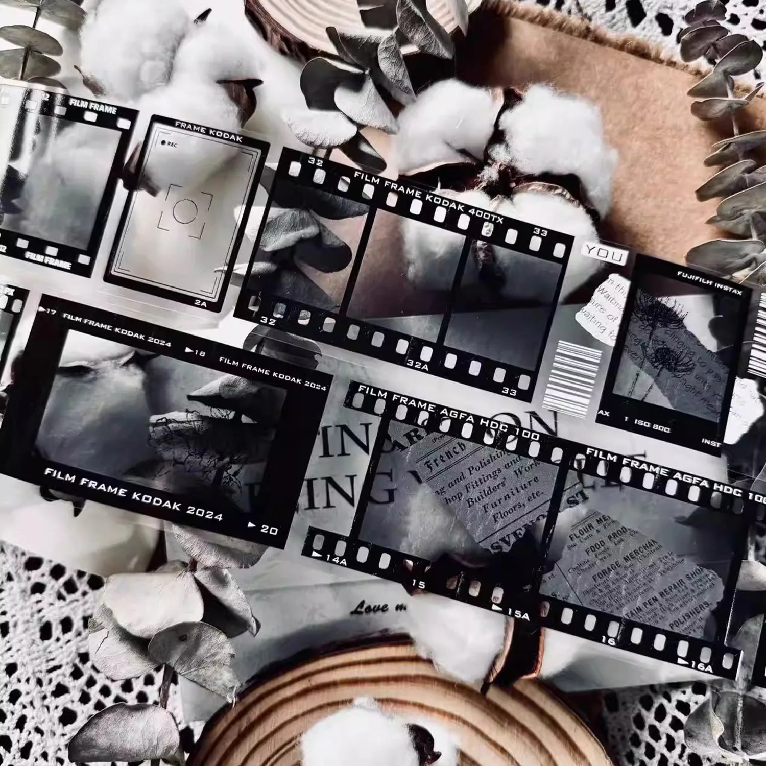 Vintage Film Strip PET Washi Tape | Semi-Transparent Photo Frame Journaling Ephemera