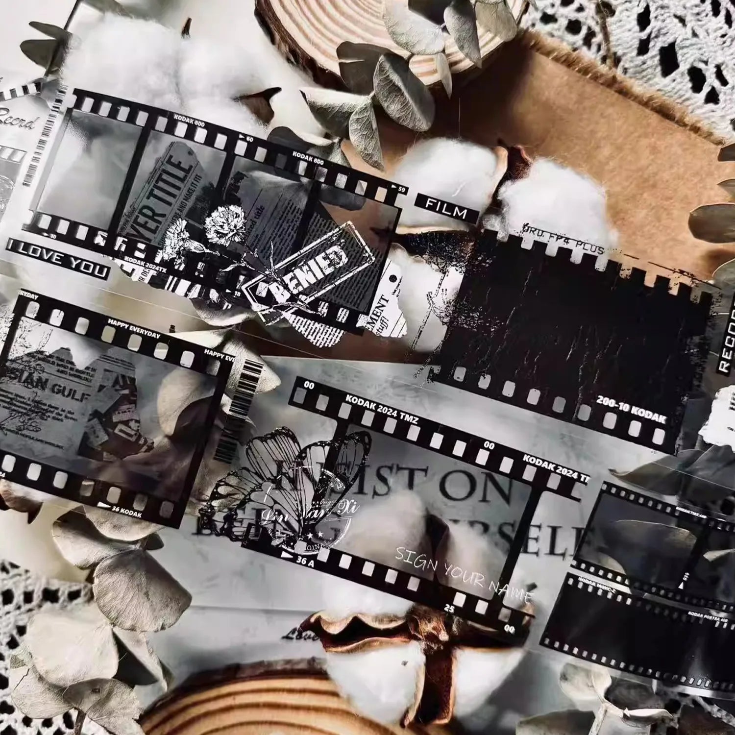 Vintage Film Strip PET Washi Tape | Semi-Transparent Photo Frame Journaling Ephemera