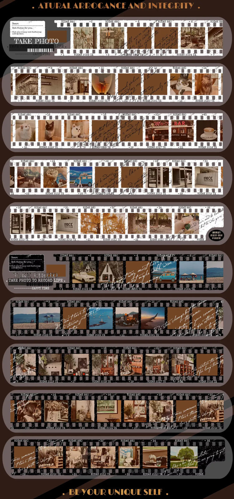 Vintage Film Strip PET Washi Tape | Retro Lifestyle Decorative Tape