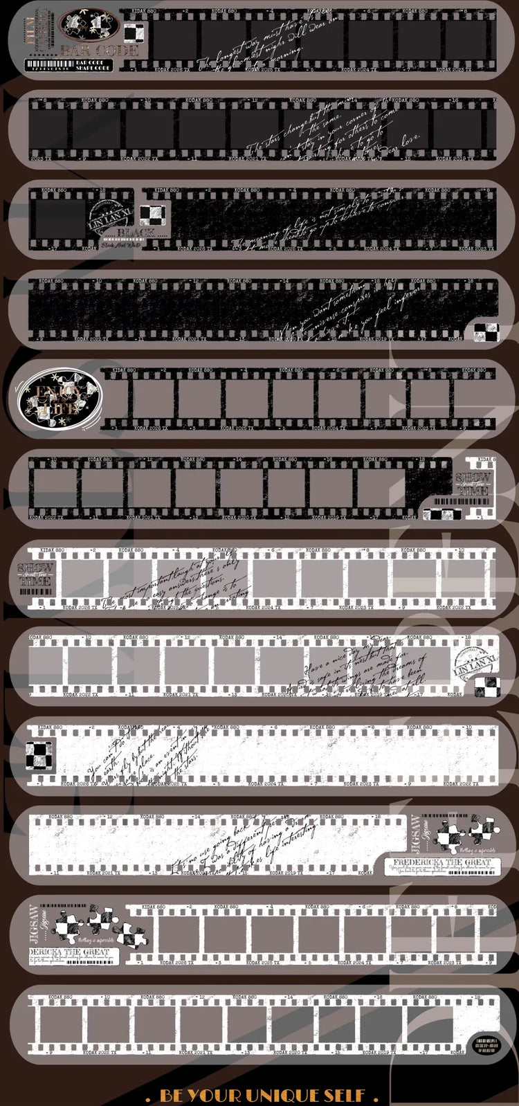 Vintage Film Strip PET Washi Tape | Retro Lifestyle Decorative Tape