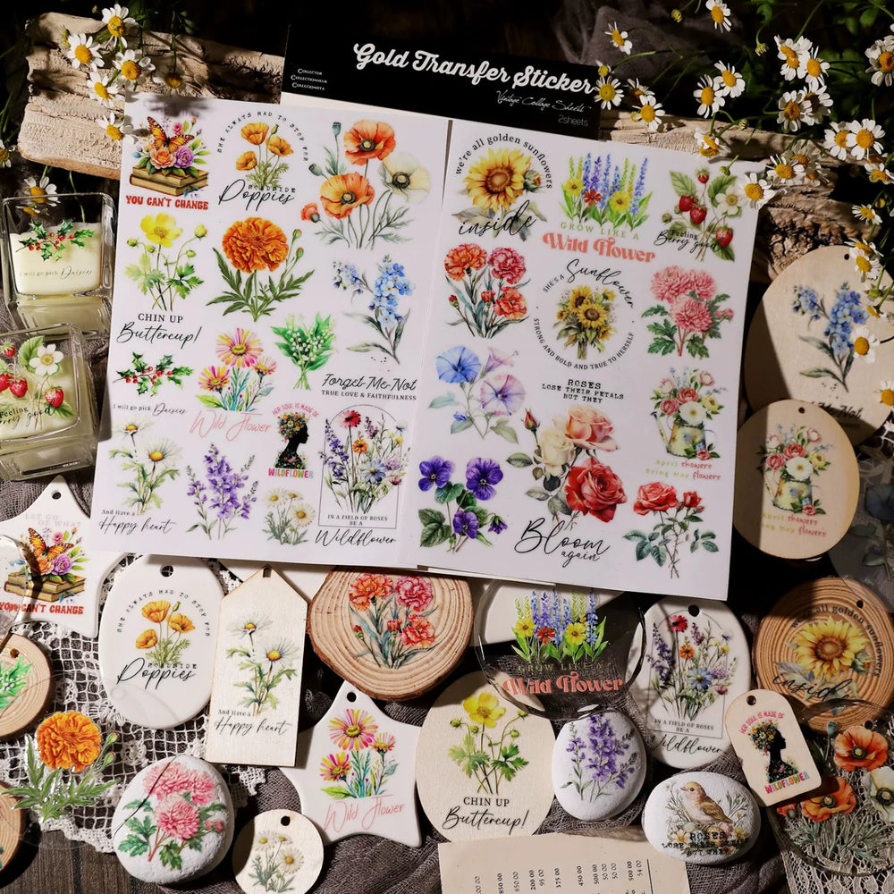 Vintage Floral Bouquet Transfer Stickers