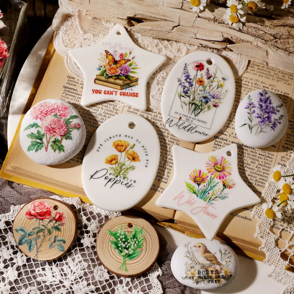 Vintage Floral Bouquet Transfer Stickers