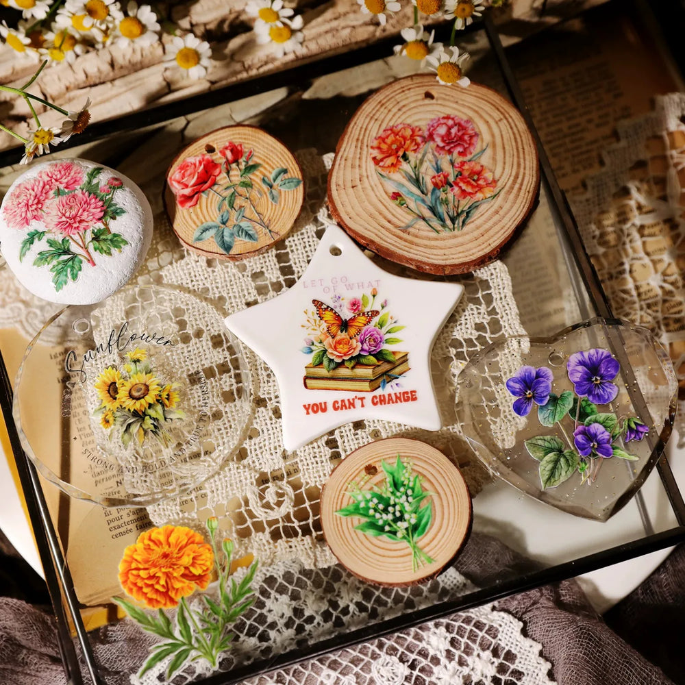Vintage Floral Bouquet Transfer Stickers