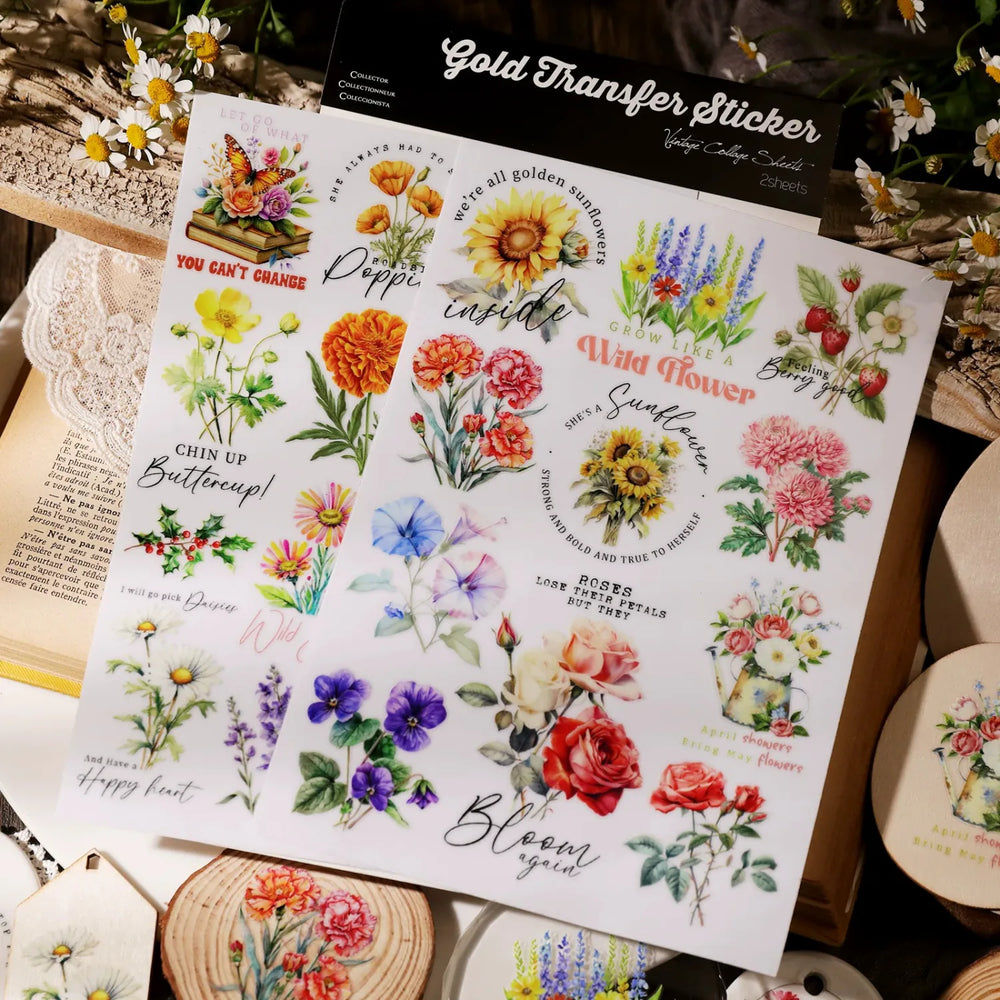 Vintage Floral Bouquet Transfer Stickers