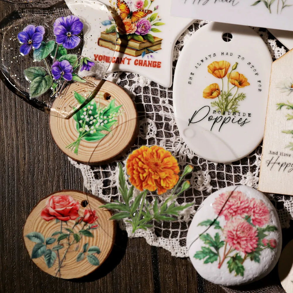 Vintage Floral Bouquet Transfer Stickers