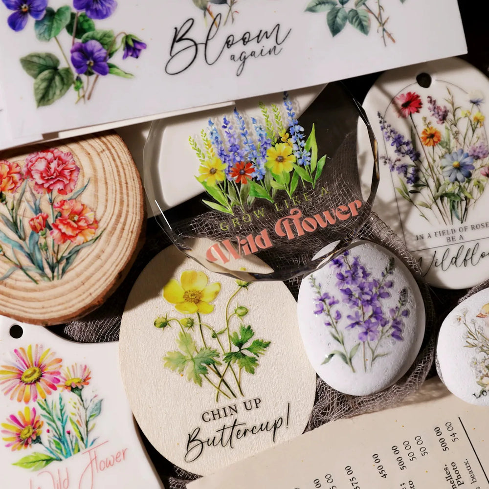 Vintage Floral Bouquet Transfer Stickers