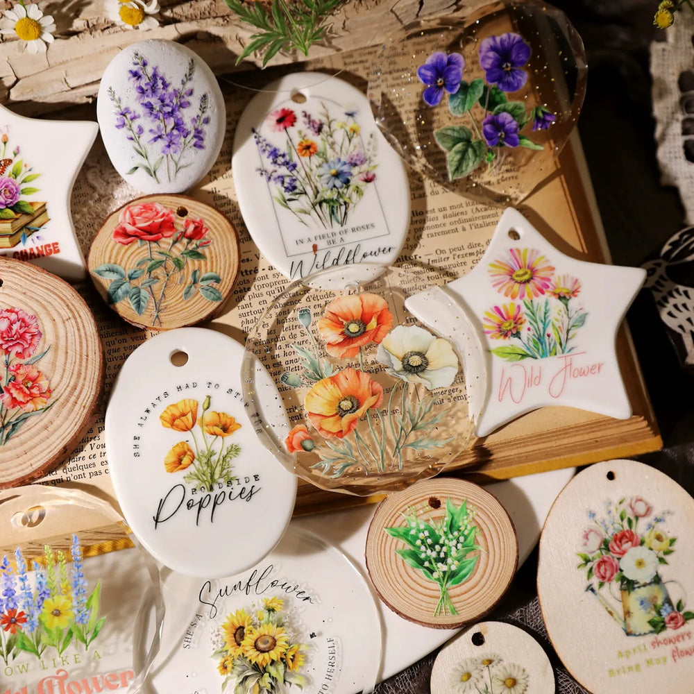 Vintage Floral Bouquet Transfer Stickers