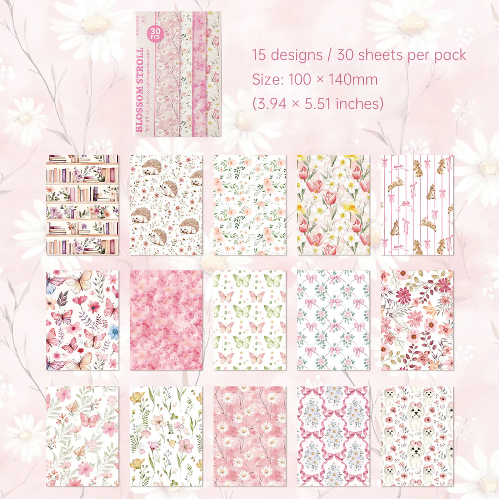 Vintage Floral Collage Scrapbooking Paper Set