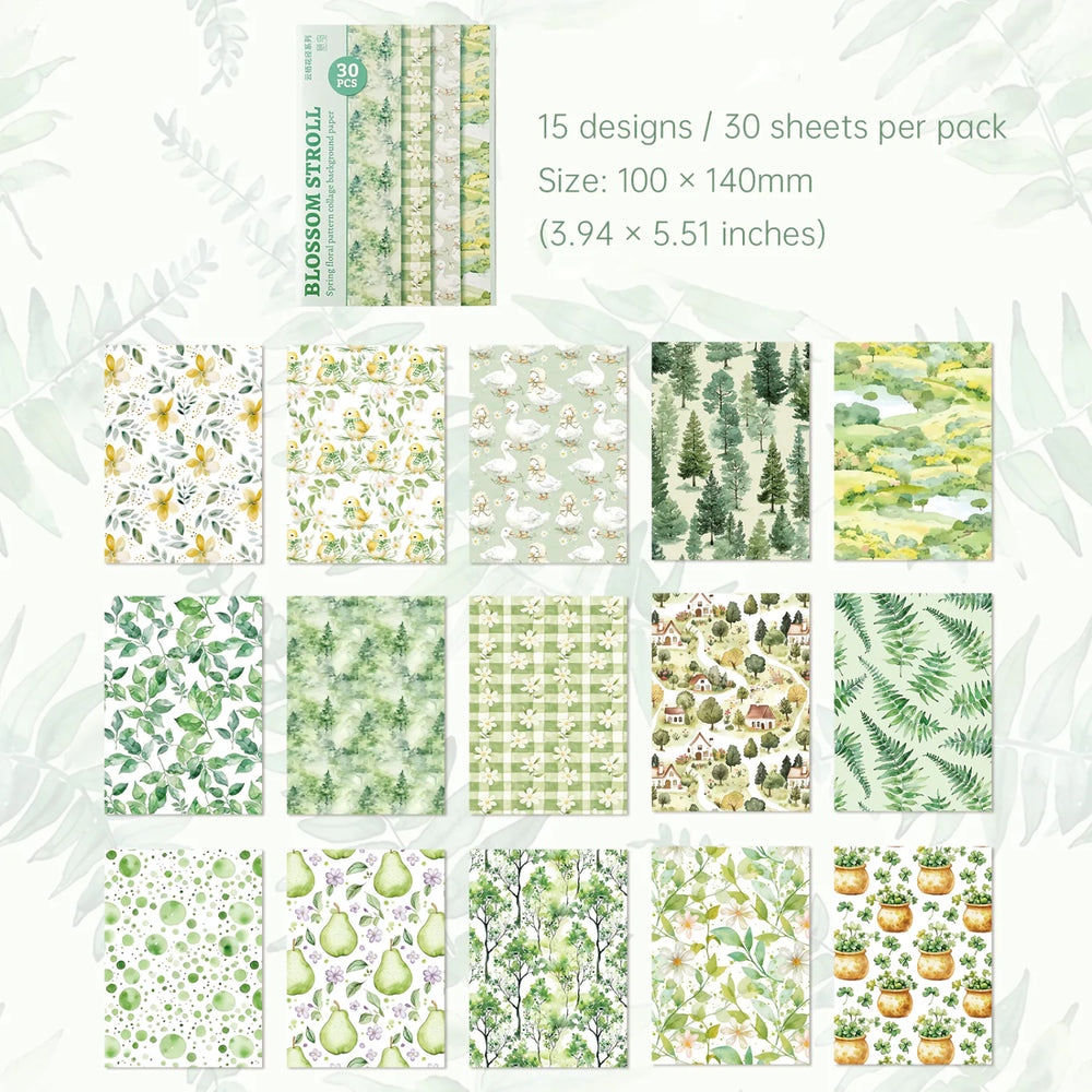 Vintage Floral Collage Scrapbooking Paper Set