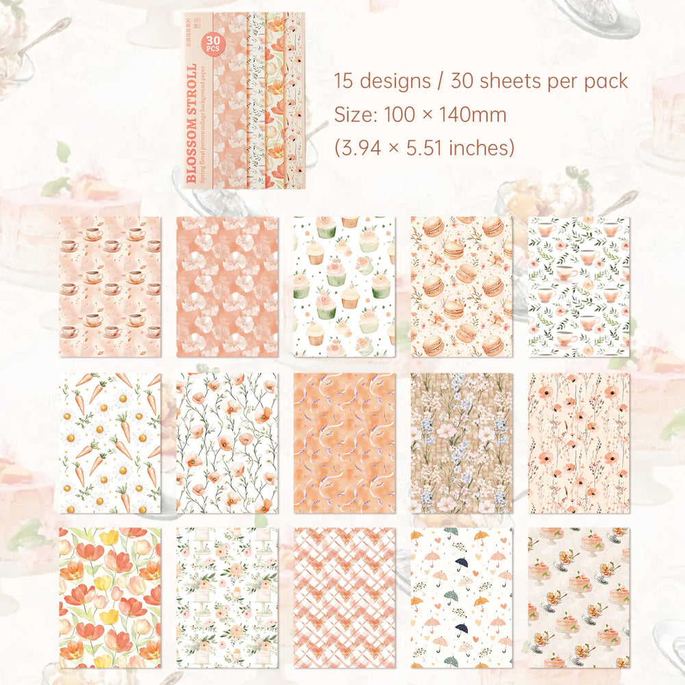 Vintage Floral Collage Scrapbooking Paper Set