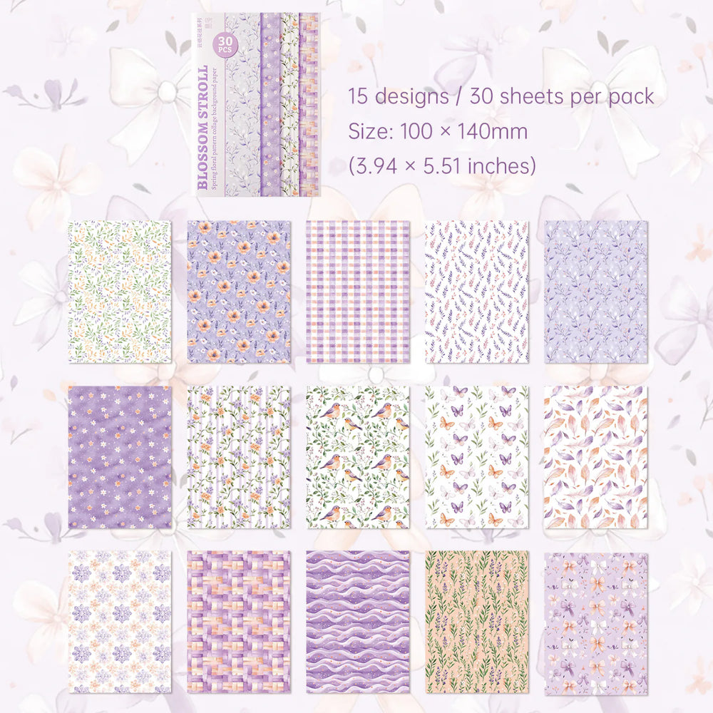 Vintage Floral Collage Scrapbooking Paper Set