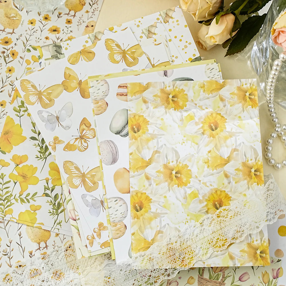 Vintage Floral Collage Scrapbooking Paper Set