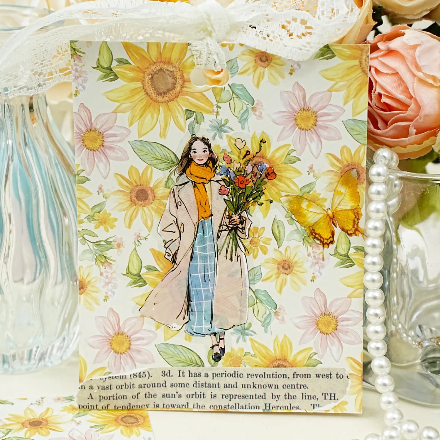 Vintage Floral Collage Scrapbooking Paper Set