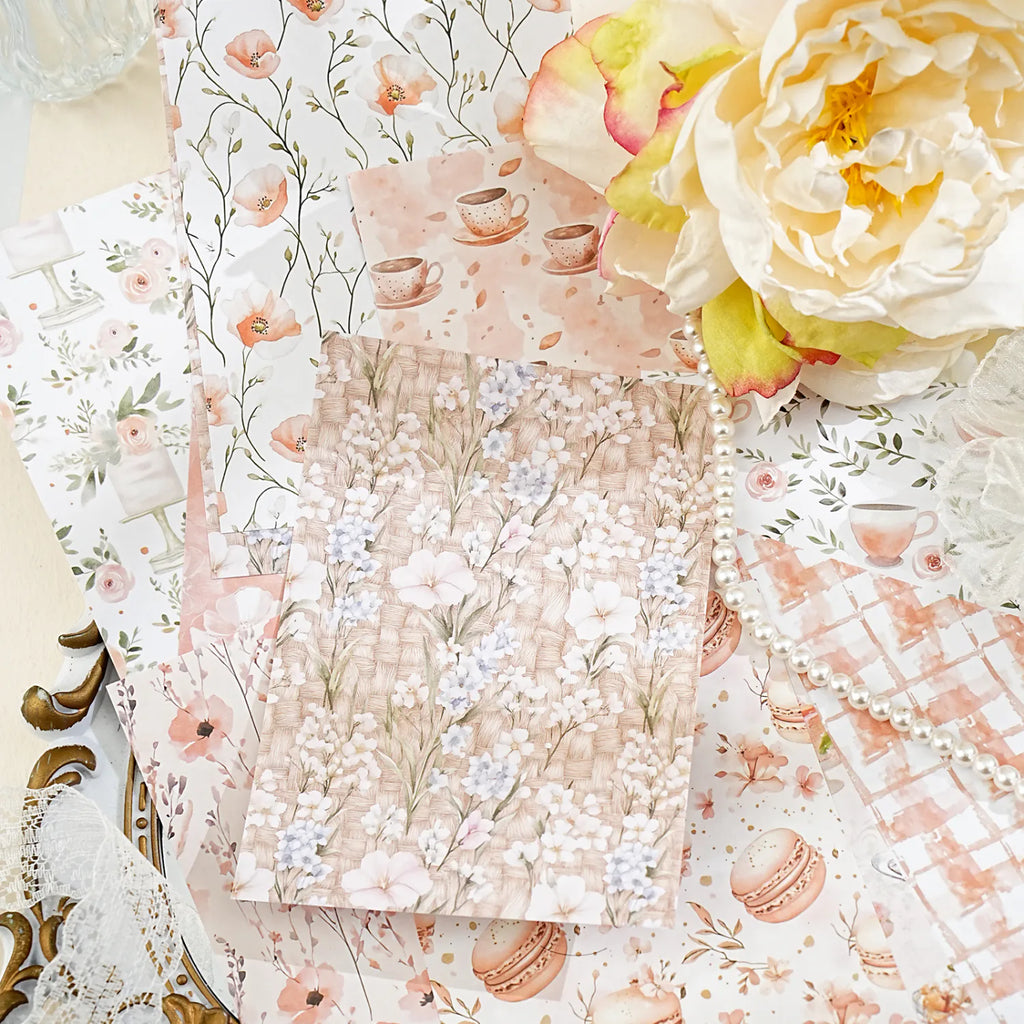 Ensemble de papiers pour scrapbooking à motifs floraux vintage