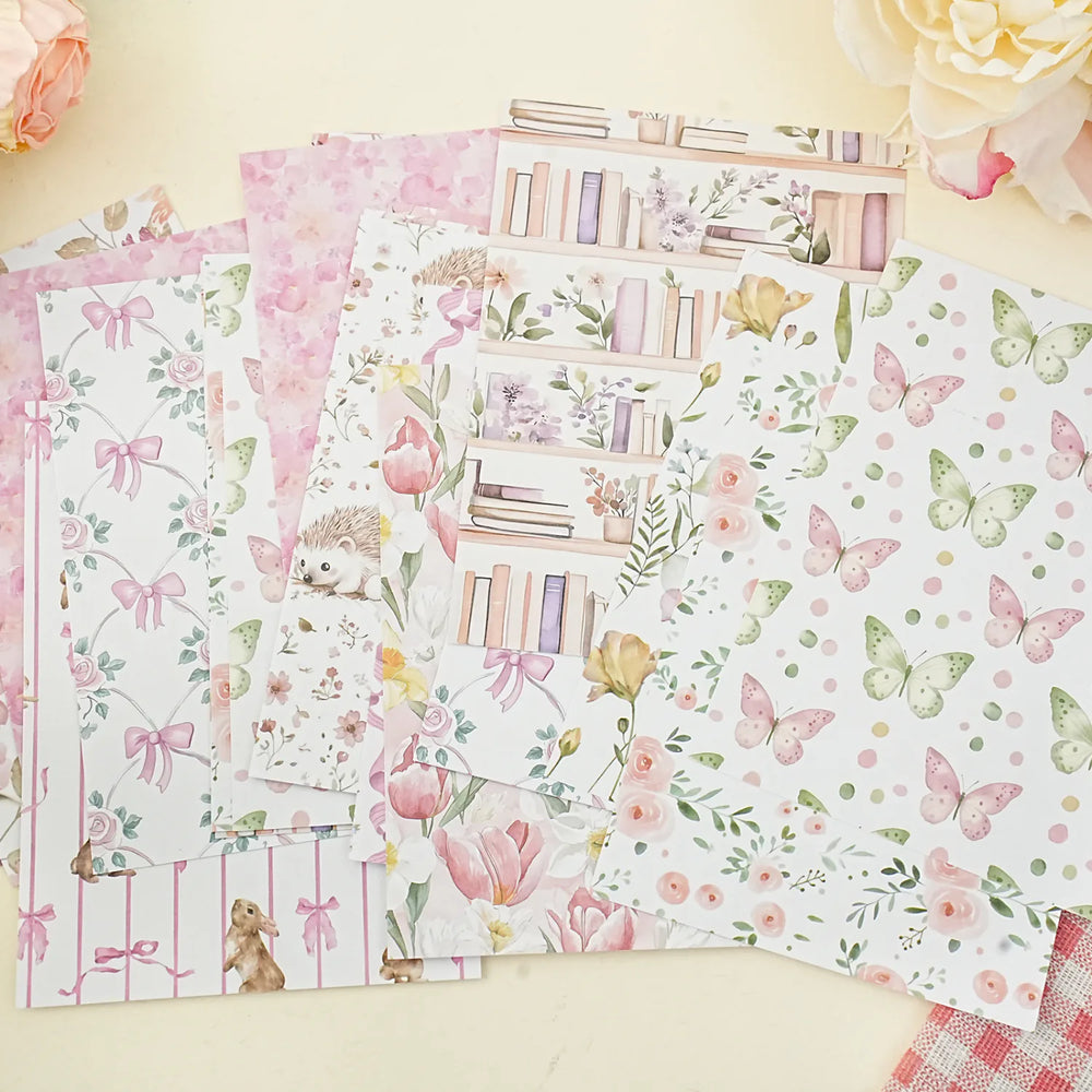 Vintage Floral Collage Scrapbooking Paper Set