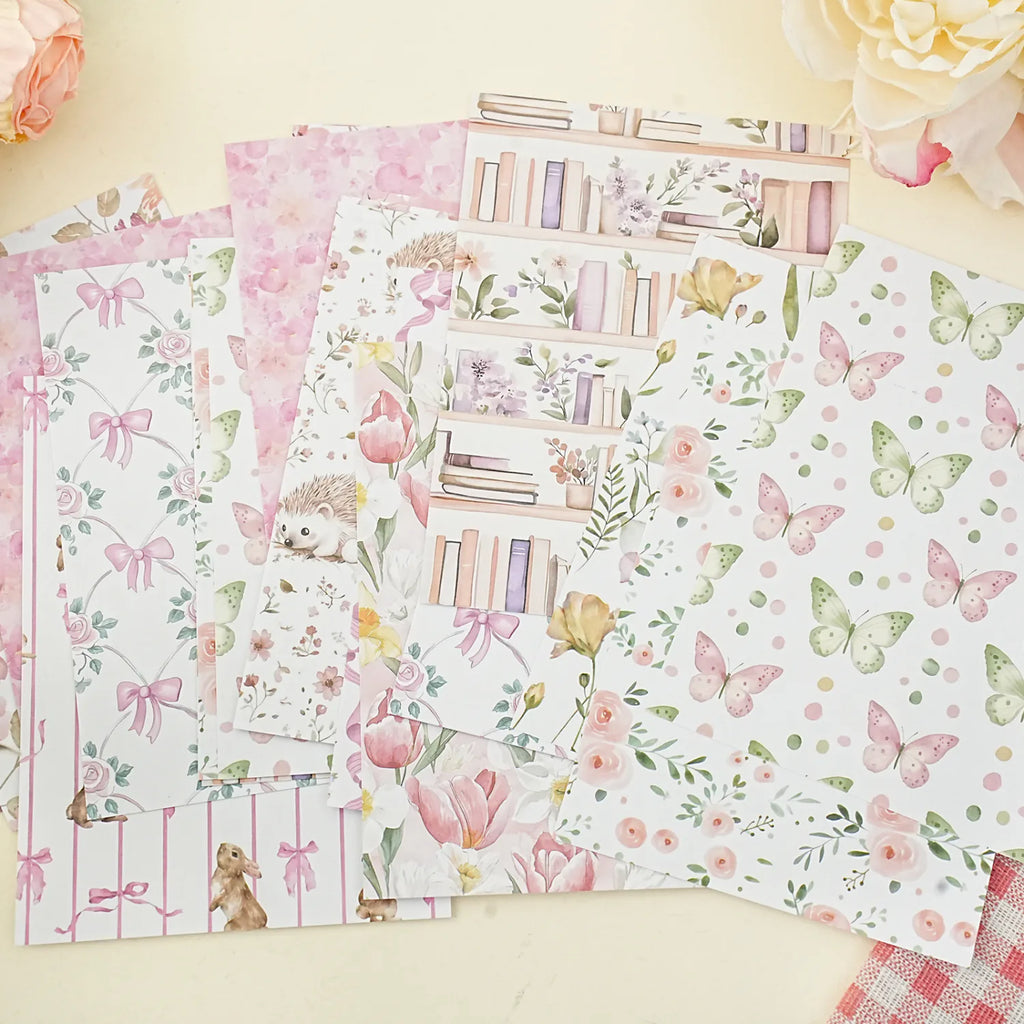 Ensemble de papiers pour scrapbooking à motifs floraux vintage