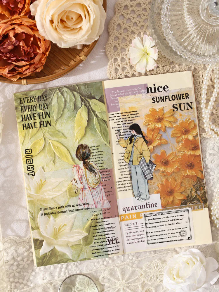 Papier de scrapbooking floral gaufré vintage | Pack d'éphémères