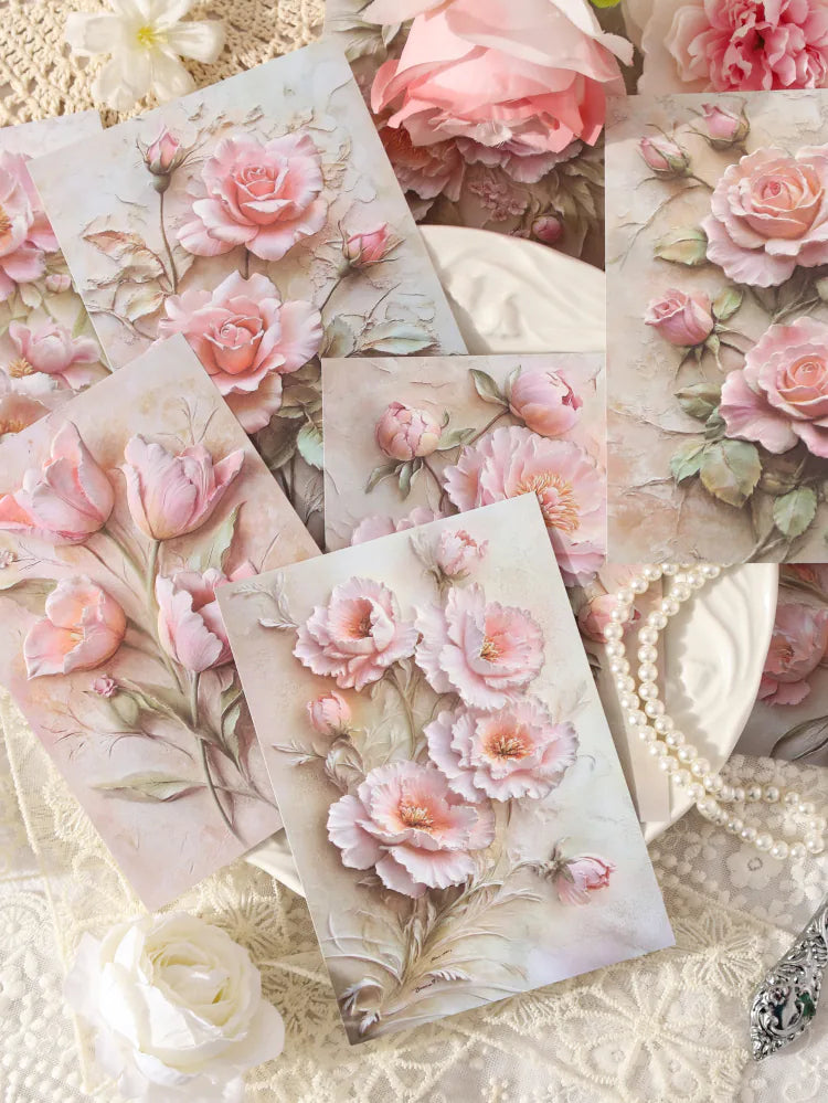 Papier de scrapbooking floral gaufré vintage | Pack d'éphémères