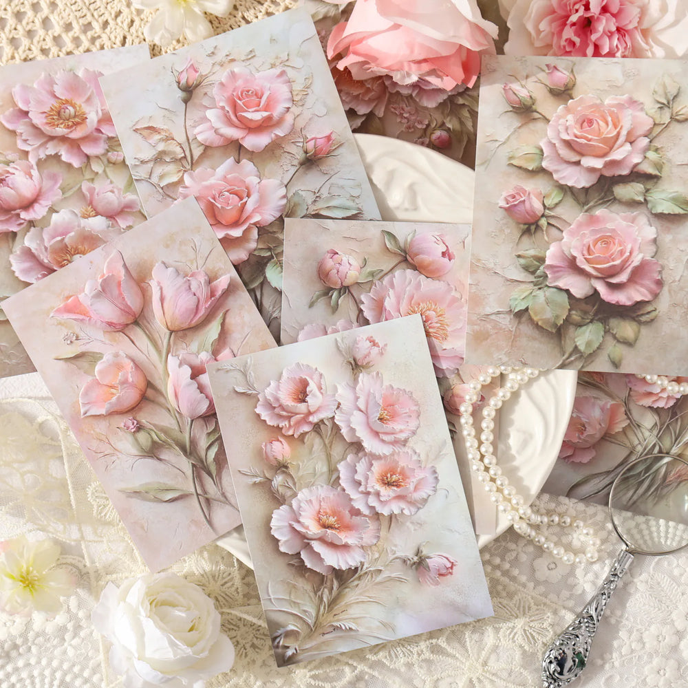 Papier de scrapbooking gaufré floral vintage | Pack d'éphémères