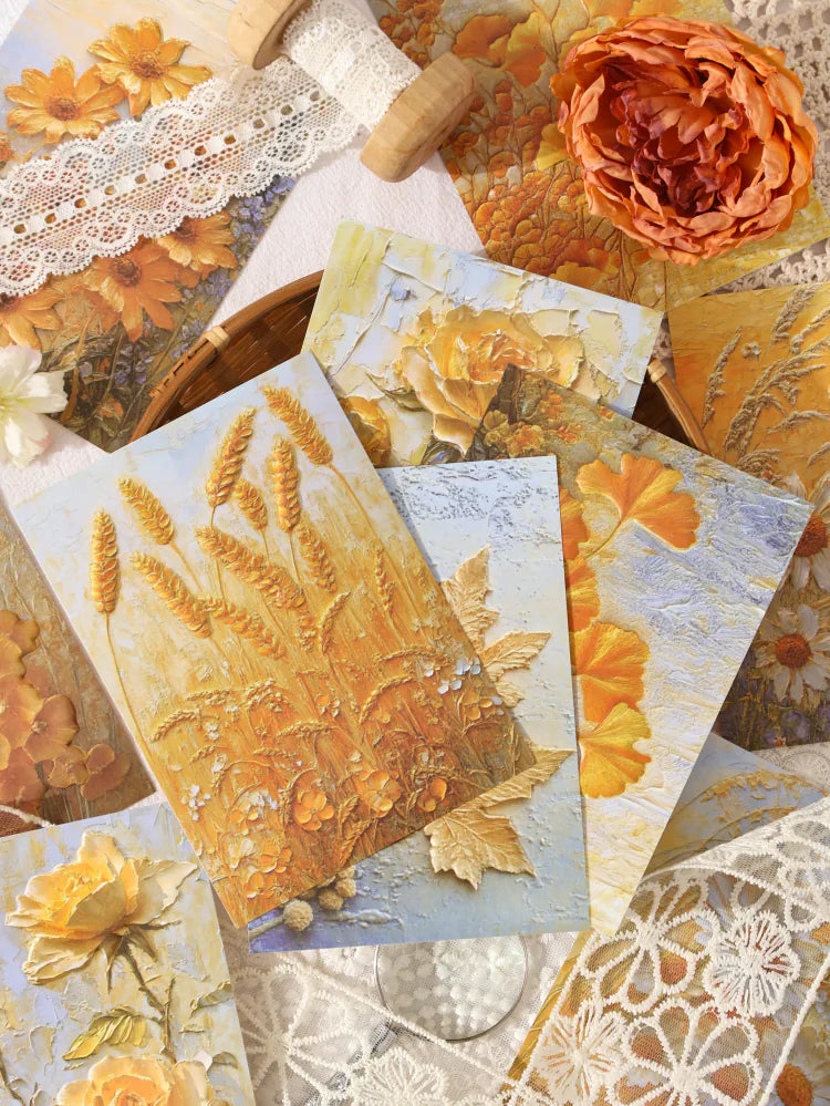 Papier de scrapbooking floral gaufré vintage | Pack d'éphémères