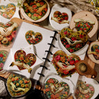 Vintage Floral Heart UV DTF Transfer Stickers