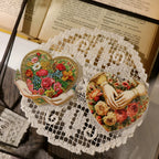 Vintage Floral Heart UV DTF Transfer Stickers
