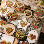 Vintage Floral Heart UV DTF Transfer Stickers