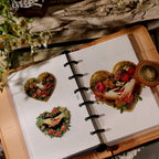 Vintage Floral Heart UV DTF Transfer Stickers
