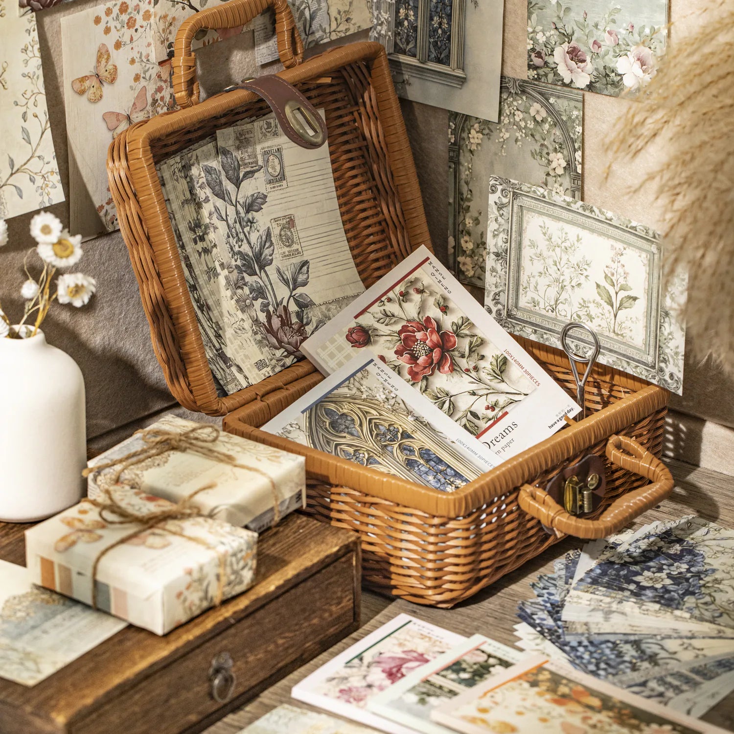 Papier scrapbooking à motifs floraux vintage | Éphémères pour fond de journaling