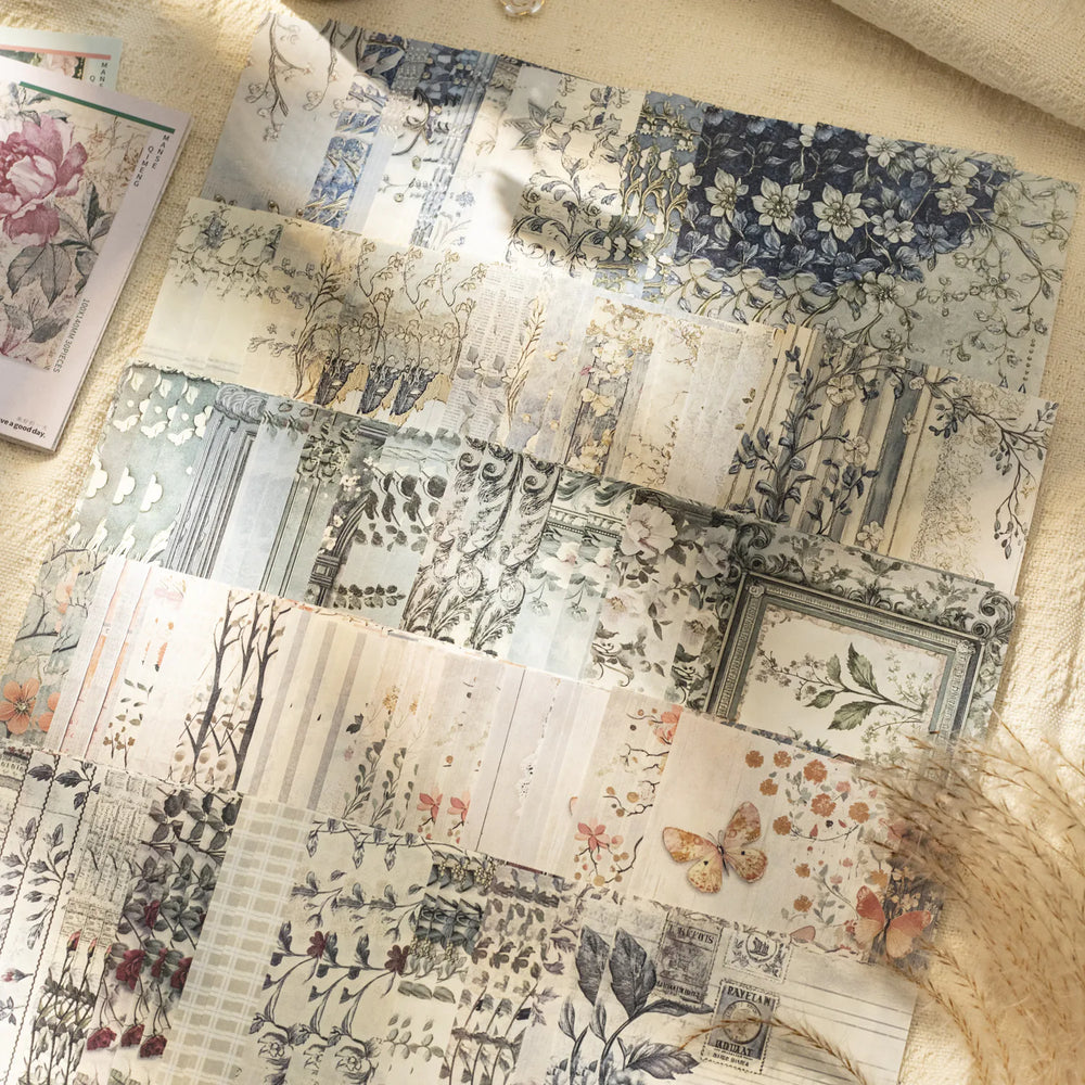 Vintage Floral Pattern Scrapbooking Paper | Background Journaling Ephemera
