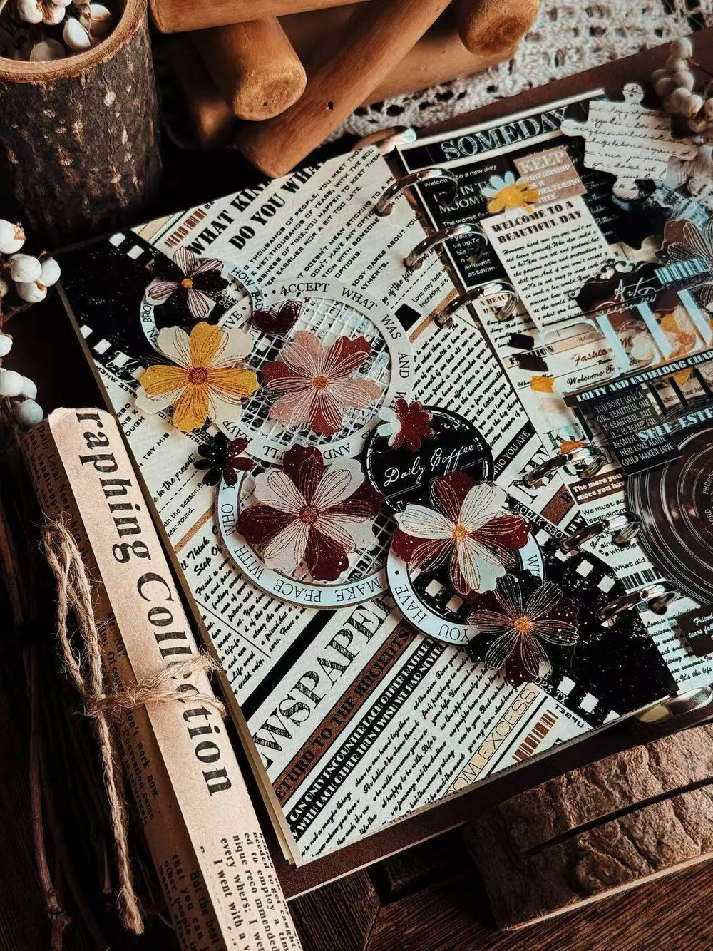 Vintage Floral PET Washi Tape | Retro Hand-Drawn Flower Decorative Tap ...