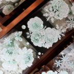 Vintage Floral & Snowflake Die-Cut PET Tape – Icy Mint