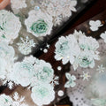 Vintage Floral & Snowflake Die-Cut PET Tape – Icy Mint