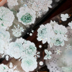 Vintage Floral & Snowflake Die-Cut PET Tape – Icy Mint