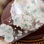 Vintage Floral & Snowflake Die-Cut PET Tape – Icy Mint